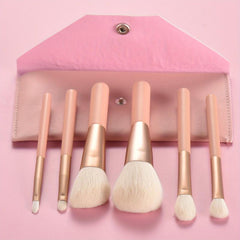6pcs Mini Makeup Brush Set with Wooden Handle - Travel Friendly