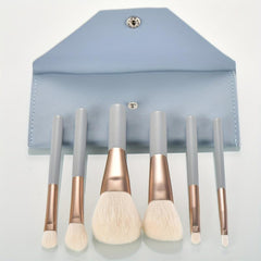 6pcs Mini Makeup Brush Set with Wooden Handle - Travel Friendly