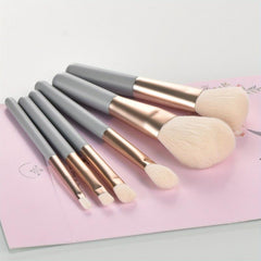 6pcs Mini Makeup Brush Set with Wooden Handle - Travel Friendly