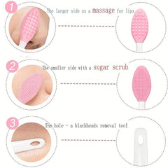 4pcs Silicone Lip Scrub Brush Exfoliating Scrubber Soft Cleaning Lip Brush