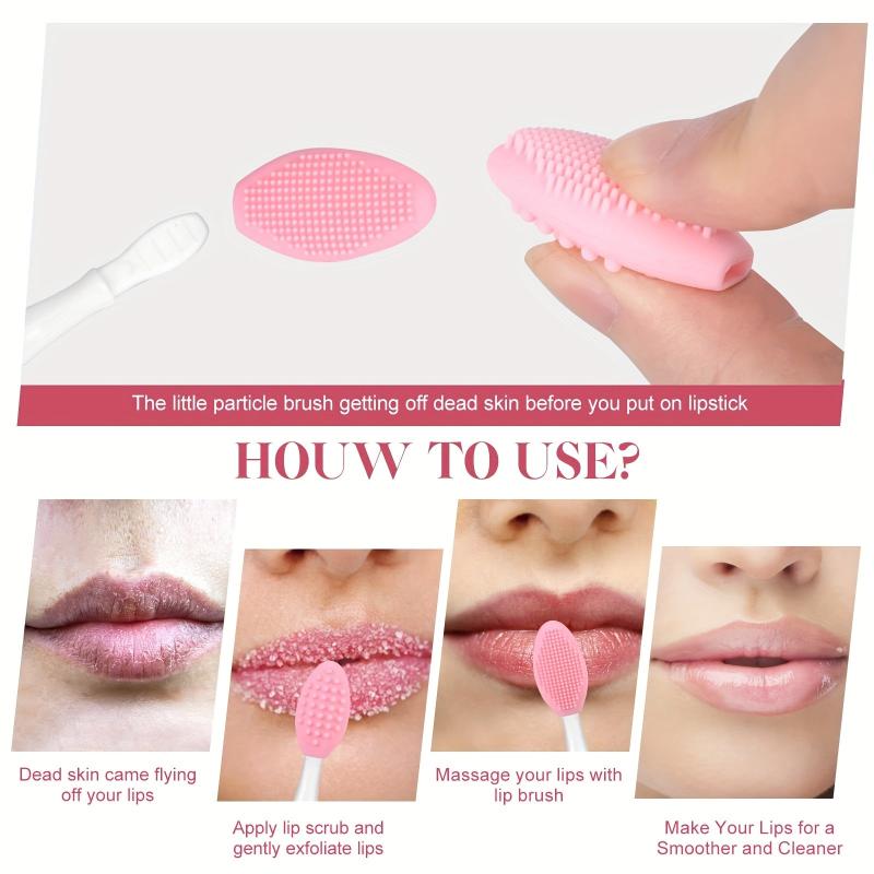 4pcs Silicone Lip Scrub Brush Exfoliating Scrubber Soft Cleaning Lip Brush