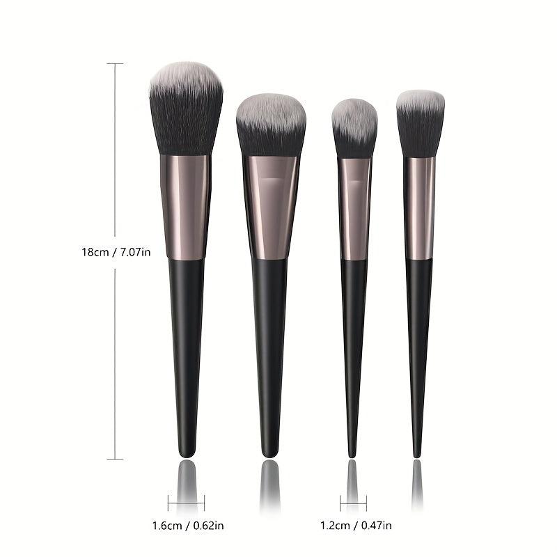 4pcs Wooden Handle Makeup Brush Set for Daily & Travel