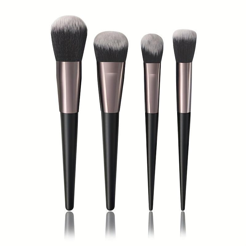 4pcs Wooden Handle Makeup Brush Set for Daily & Travel