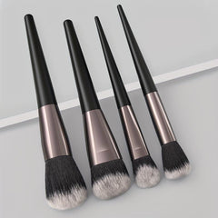 4pcs Wooden Handle Makeup Brush Set for Daily & Travel