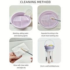 Makeup Brush Cleaner Mat Drying Rack Basket