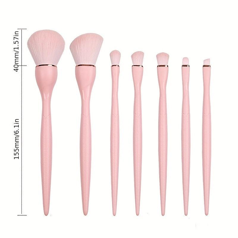 7pcs Makeup Brush Set Soft Synthetic Fiber Anti Slip Handle Foundation Brush
