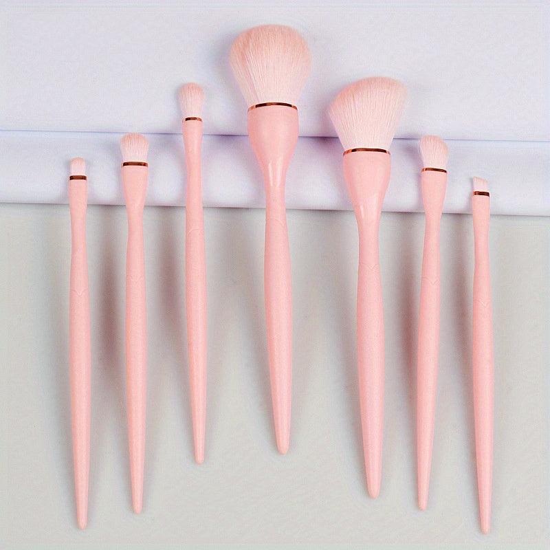 7pcs Makeup Brush Set Soft Synthetic Fiber Anti Slip Handle Foundation Brush