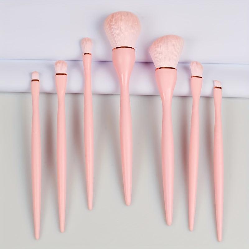 7pcs Makeup Brush Set Soft Synthetic Fiber Anti Slip Handle Foundation Brush