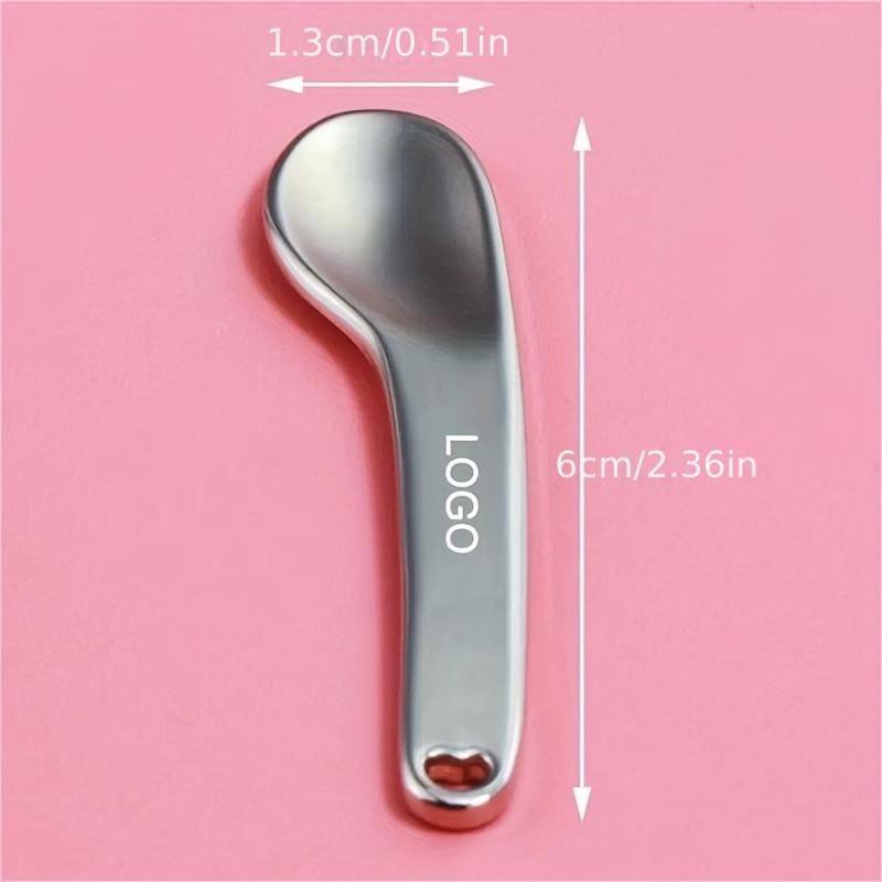 Curved Cosmetic Spatula Spoon for Makeup Mask Mixing Rose Silver