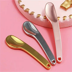 Curved Cosmetic Spatula Spoon for Makeup Mask Mixing Rose Silver