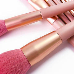 12pcs Makeup Brush Set with Soft Artificial Fiber Brushes and Cosmetic Bag