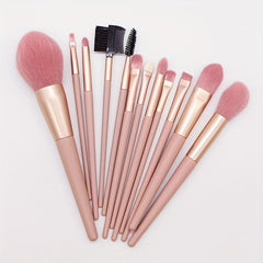 12pcs Makeup Brush Set with Soft Artificial Fiber Brushes and Cosmetic Bag