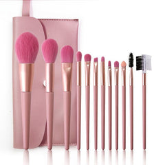 12pcs Makeup Brush Set with Soft Artificial Fiber Brushes and Cosmetic Bag