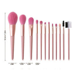 12pcs Makeup Brush Set with Soft Artificial Fiber Brushes and Cosmetic Bag