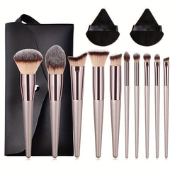 13pcs Makeup Brush & Powder Puff Kit with Storage Bag