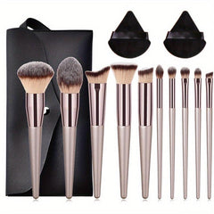 13pcs Makeup Brush & Powder Puff Kit with Storage Bag