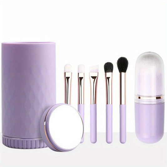 6-in-1 Makeup Brushes with Mirror Set Portable Kit