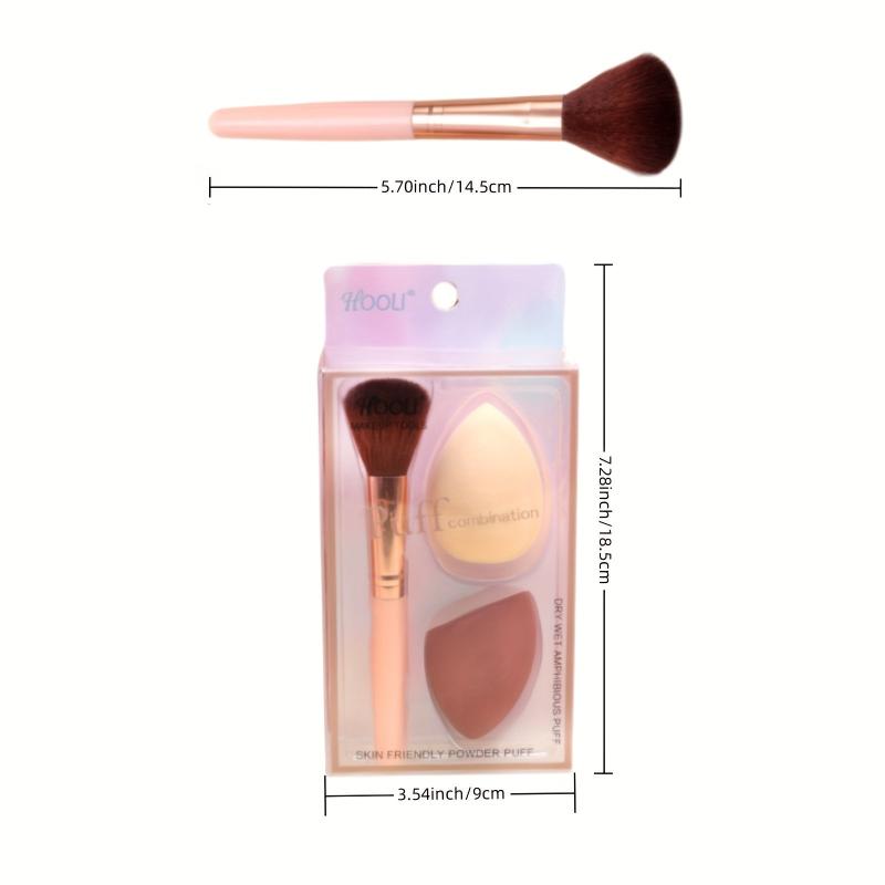 Makeup Brush Beauty Egg Set - 2pcs Makeup Eggs & 1pc Brush Sponge Powder Puff