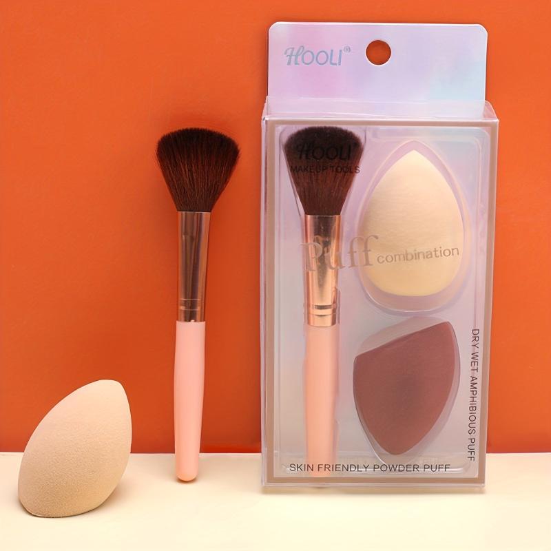 Makeup Brush Beauty Egg Set - 2pcs Makeup Eggs & 1pc Brush Sponge Powder Puff