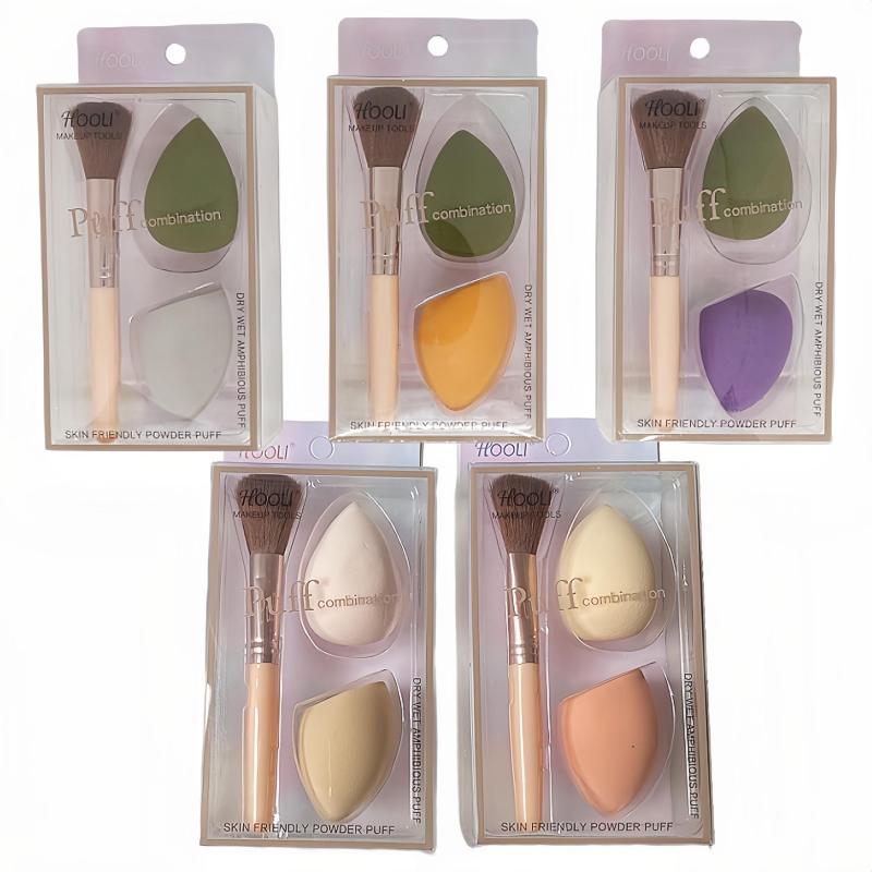 Makeup Brush Beauty Egg Set - 2pcs Makeup Eggs & 1pc Brush Sponge Powder Puff