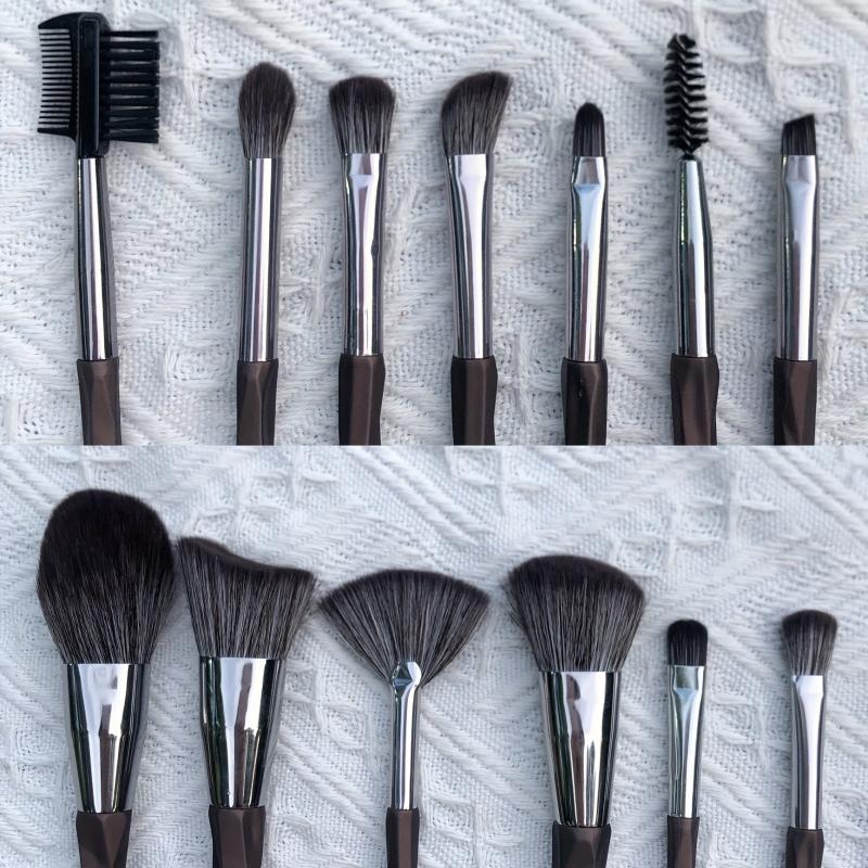 15pcs Professional Brown Makeup Brush Set for Eyes, Brows, Lashes, and Face