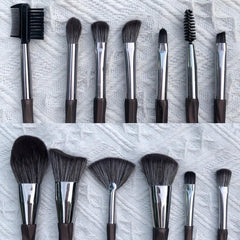 15pcs Professional Brown Makeup Brush Set for Eyes, Brows, Lashes, and Face