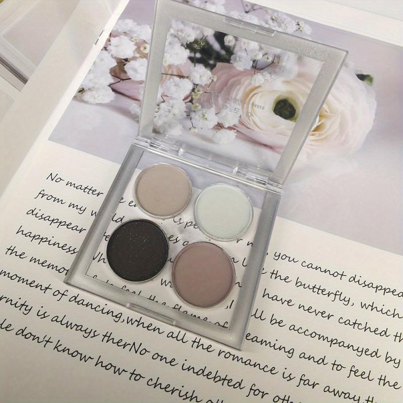 Portable 4 Eyeshadow Palette with Nude and Purple Grey Shades