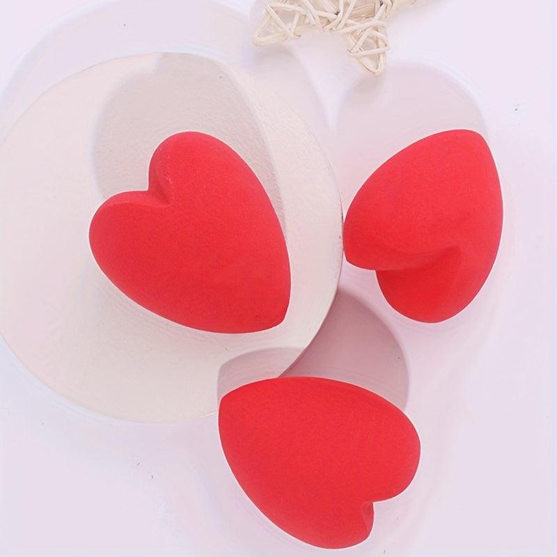 4Pcs Heart Shaped Beauty Sponge Powder Puff Non Absorbent Dual Use