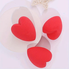 4Pcs Heart Shaped Beauty Sponge Powder Puff Non Absorbent Dual Use