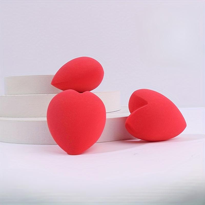 4Pcs Heart Shaped Beauty Sponge Powder Puff Non Absorbent Dual Use