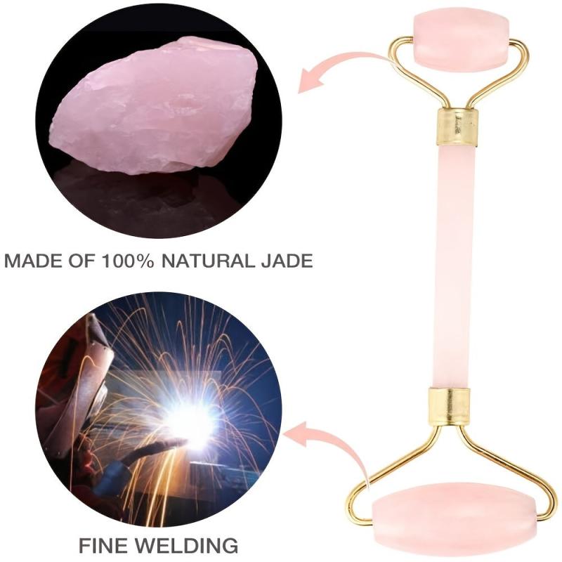Rose Quartz Jade Roller & Gua Sha Massage Set
