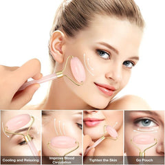 Rose Quartz Jade Roller & Gua Sha Massage Set