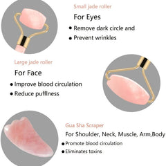 Rose Quartz Jade Roller & Gua Sha Massage Set