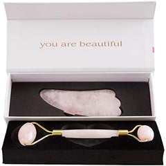 Rose Quartz Jade Roller & Gua Sha Massage Set