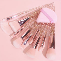 10pcs Makeup Brushes & Triangle Powder Puff Set