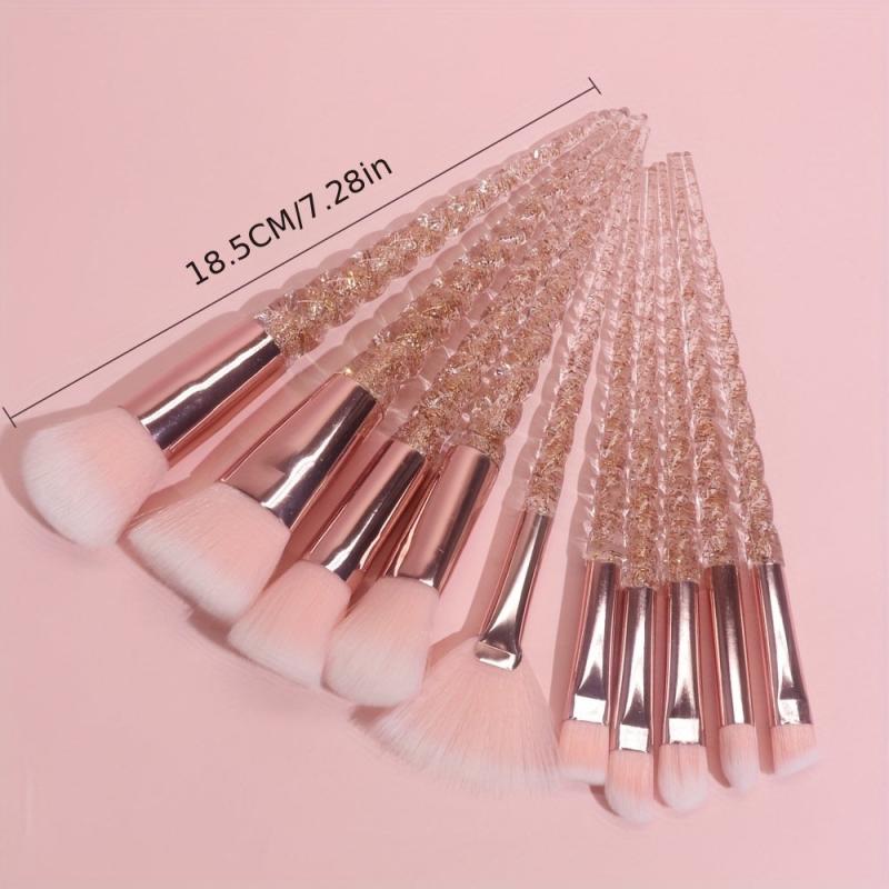 10pcs Makeup Brushes & Triangle Powder Puff Set