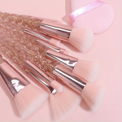 10pcs Makeup Brushes & Triangle Powder Puff Set