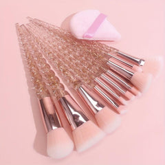 10pcs Makeup Brushes & Triangle Powder Puff Set