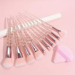 10pcs Makeup Brushes & Triangle Powder Puff Set