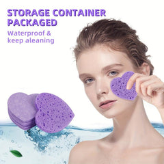 Heart Shape Facial Sponges Natural Cleansing Pads Exfoliating Reusable