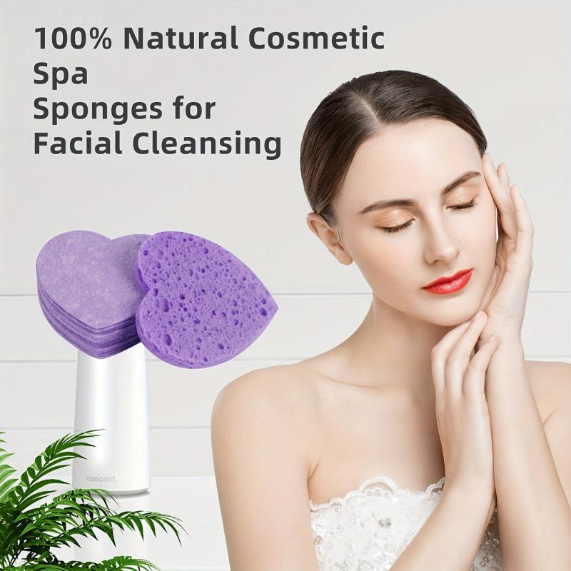 Heart Shape Facial Sponges Natural Cleansing Pads Exfoliating Reusable