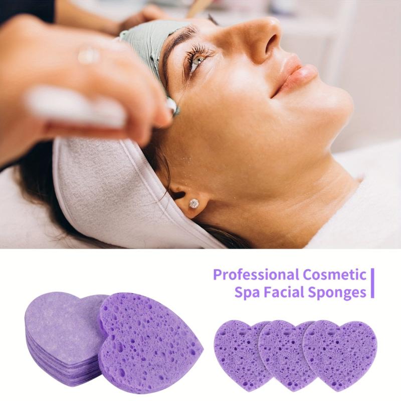 Heart Shape Facial Sponges Natural Cleansing Pads Exfoliating Reusable