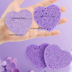 Heart Shape Facial Sponges Natural Cleansing Pads Exfoliating Reusable