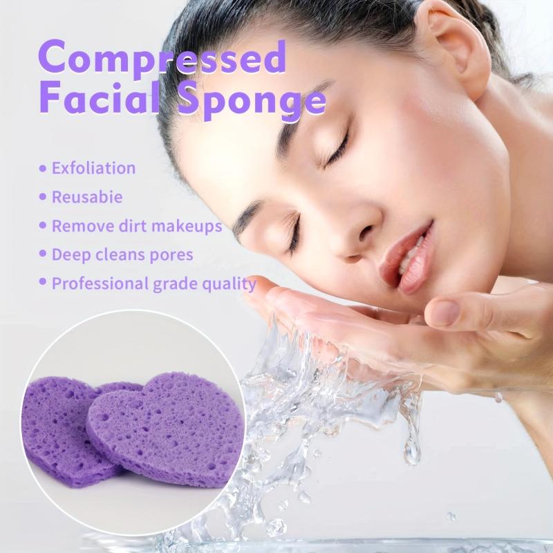 Heart Shape Facial Sponges Natural Cleansing Pads Exfoliating Reusable