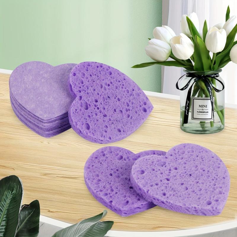 Heart Shape Facial Sponges Natural Cleansing Pads Exfoliating Reusable