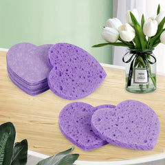 Heart Shape Facial Sponges Natural Cleansing Pads Exfoliating Reusable