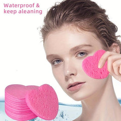 Heart Shape Compressed Facial Sponges Natural Cleansing Pads