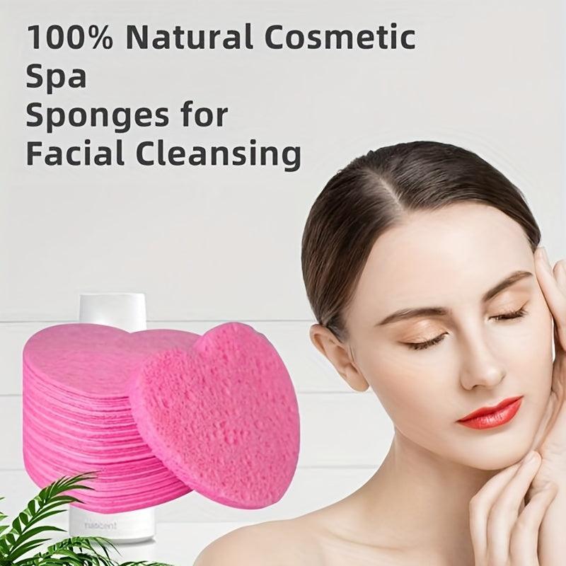 Heart Shape Compressed Facial Sponges Natural Cleansing Pads