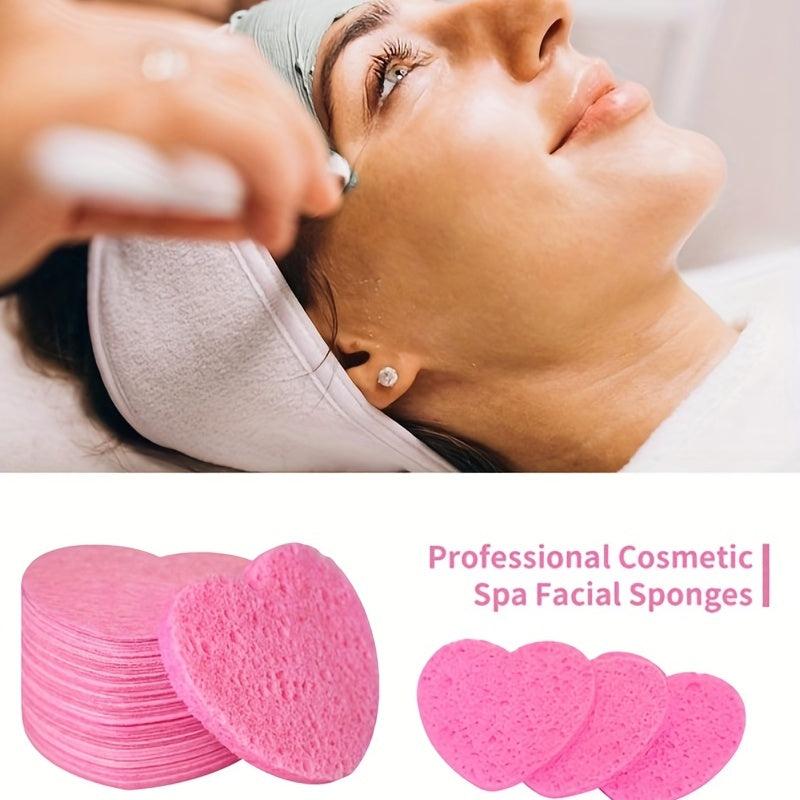 Heart Shape Compressed Facial Sponges Natural Cleansing Pads