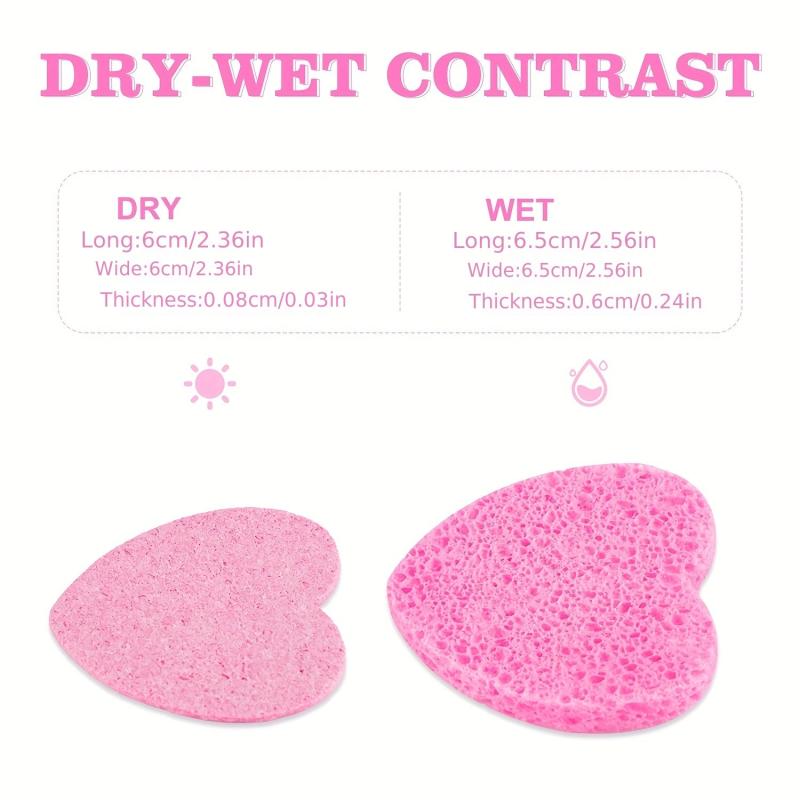 Heart Shape Compressed Facial Sponges Natural Cleansing Pads
